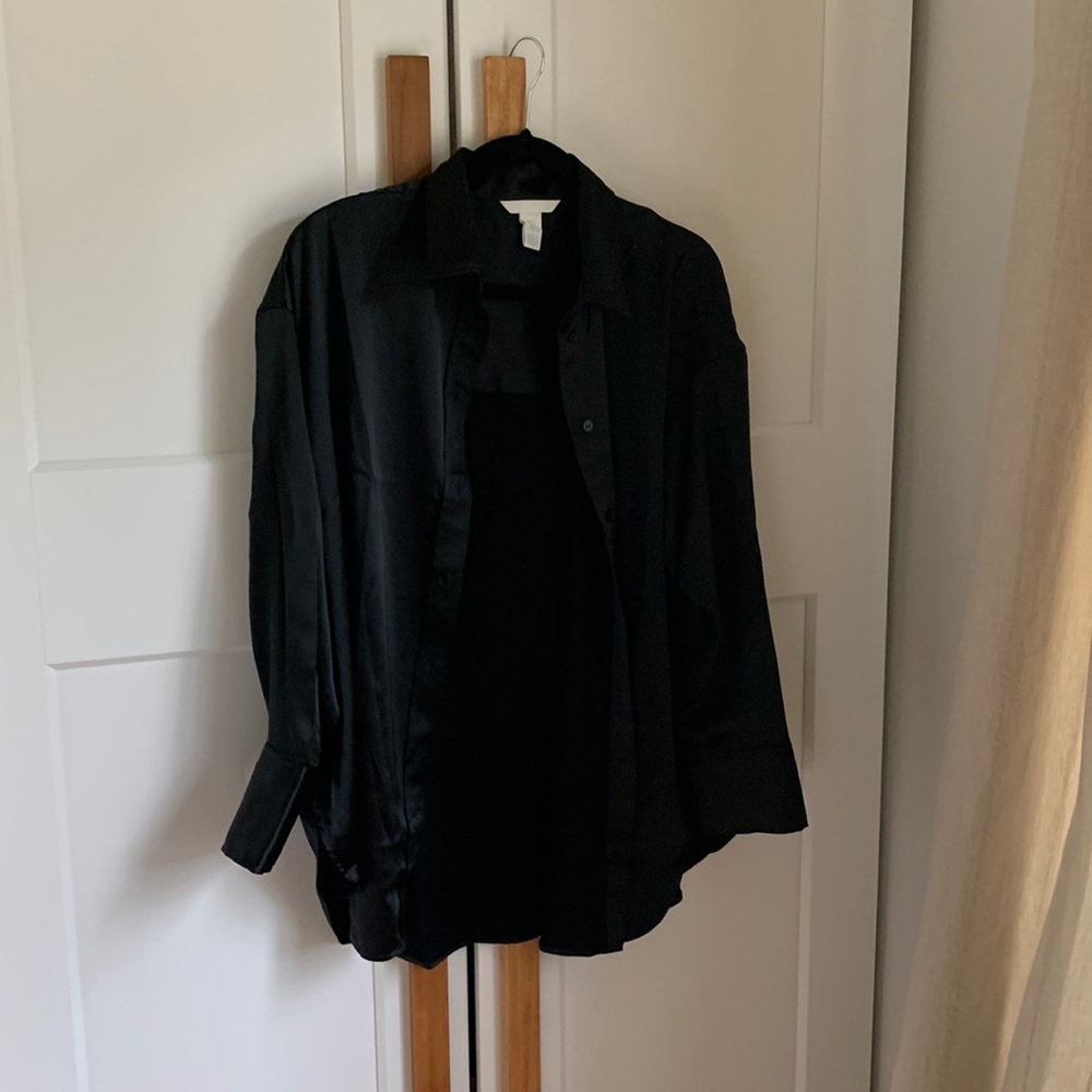 Oversized Satin Shirt Blouse - NWOT